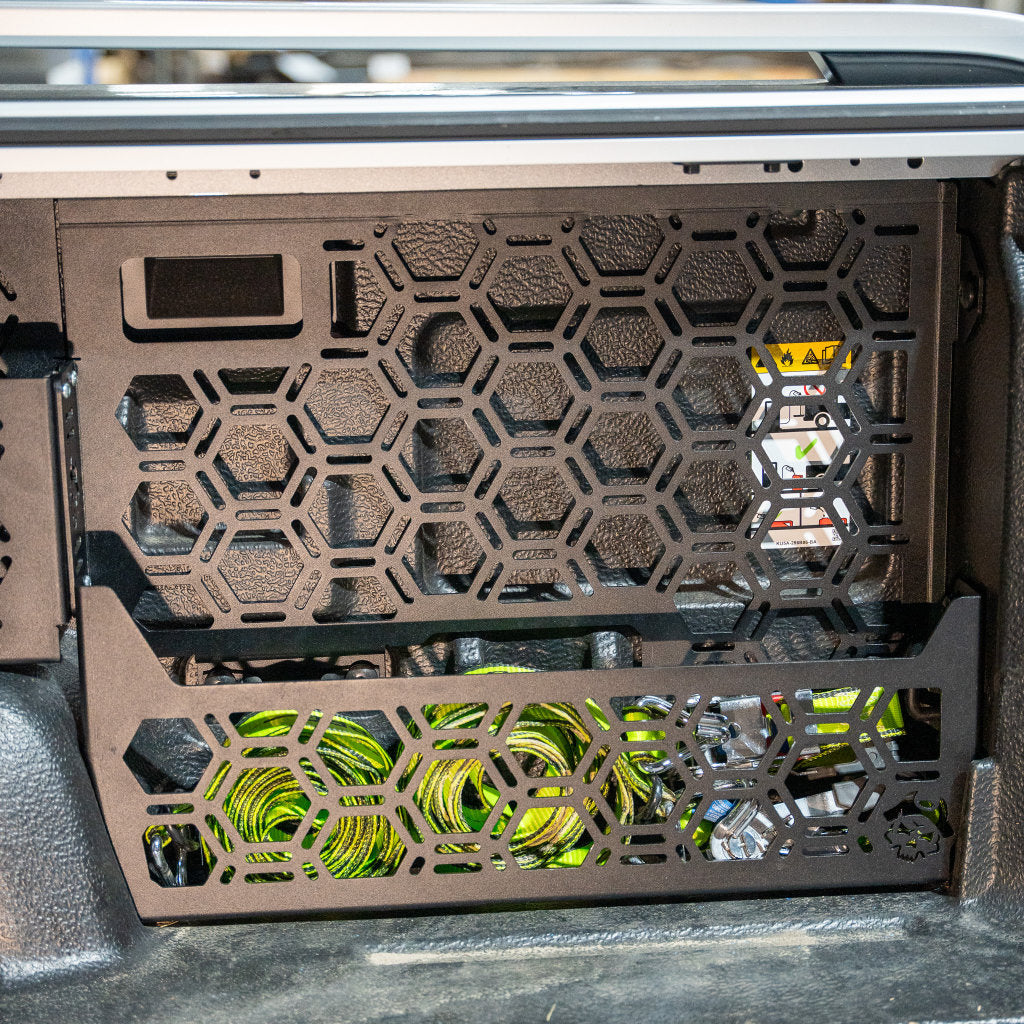 Molle Panel + Storage Pockets | Plastic Tub Liner & Factory Roller Shutter | Volkswagen Amarok 23+