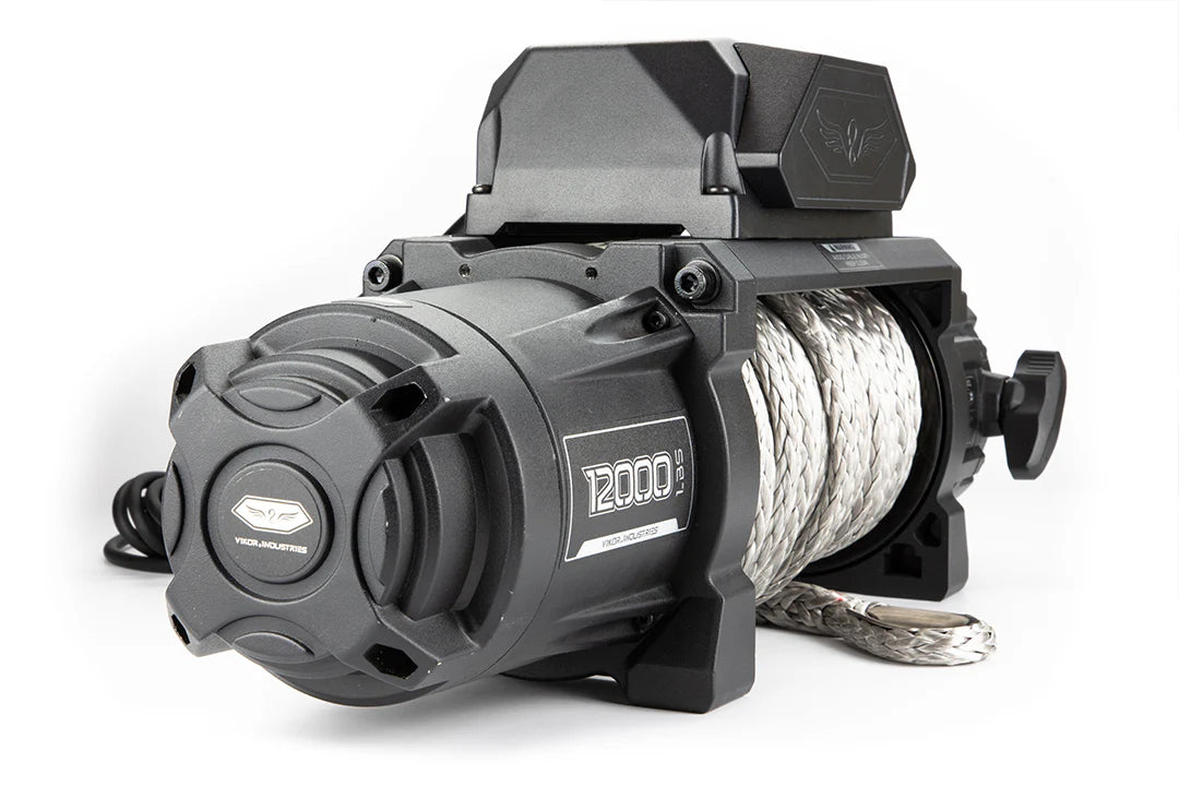 VIKOR Premium Lightweight 12V Winch (12,000lb) with Synthetic Rope