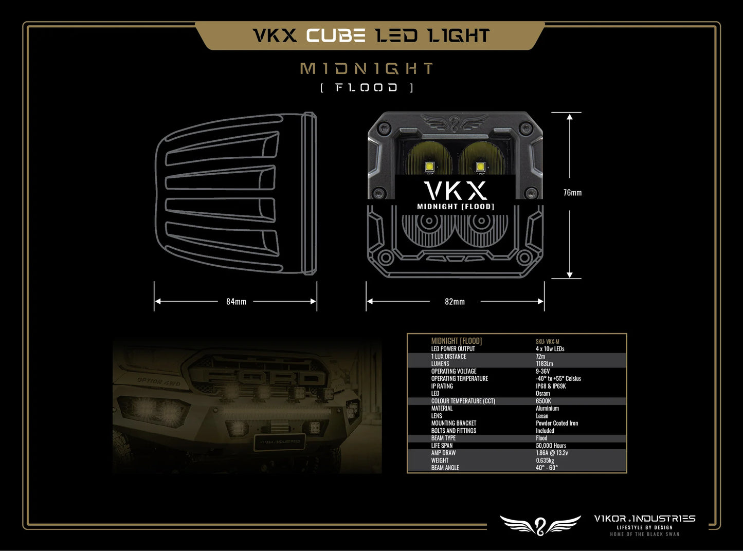 VW Amarok NF Bonnet Mounted Baja Style Lights Kit (Pair)