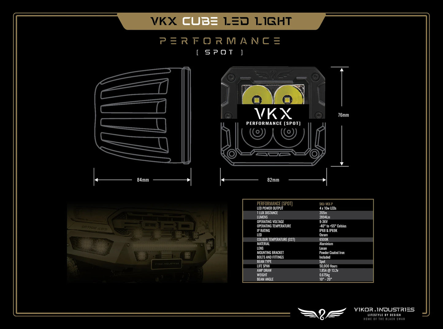 VW Amarok NF Bonnet Mounted Baja Style Lights Kit (Pair)