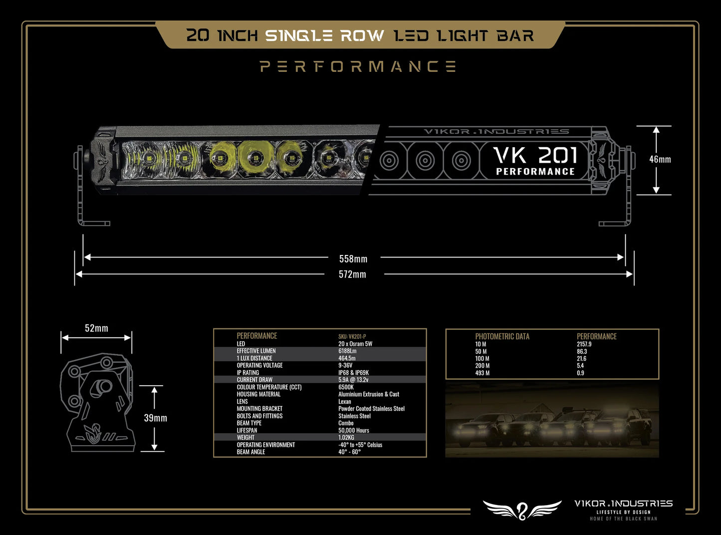 VK201 Performance LED Light Bar - 20 Inch Light Bar