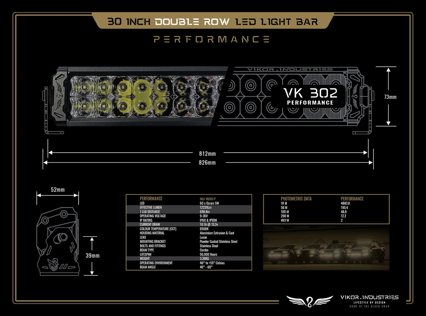 VK302 Performance LED Light Bar - 30 Inch Light Bar (Double Row)